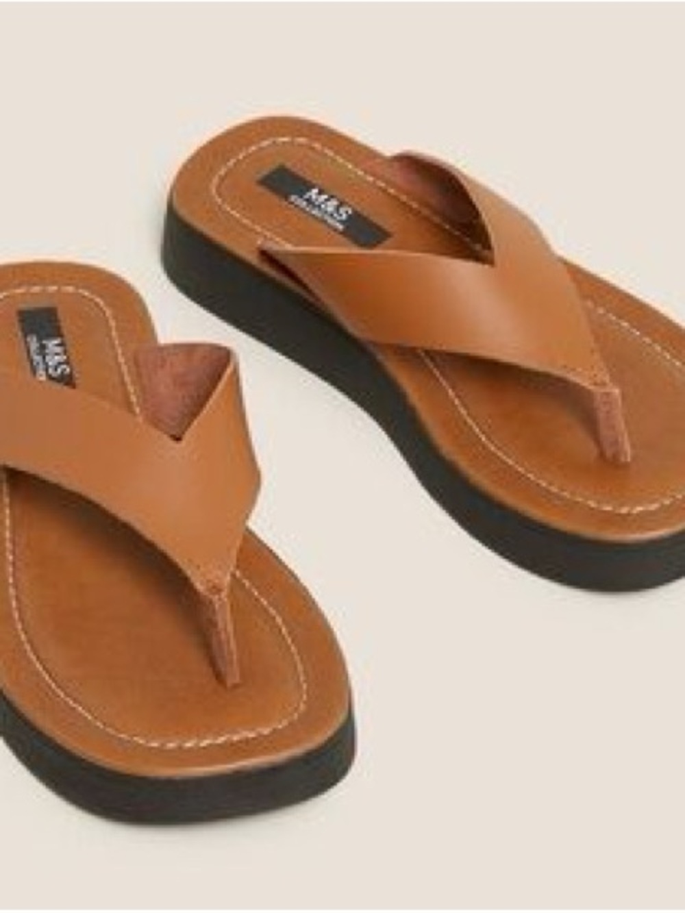 Marks & Spencer Tan Platform Leather Sandals